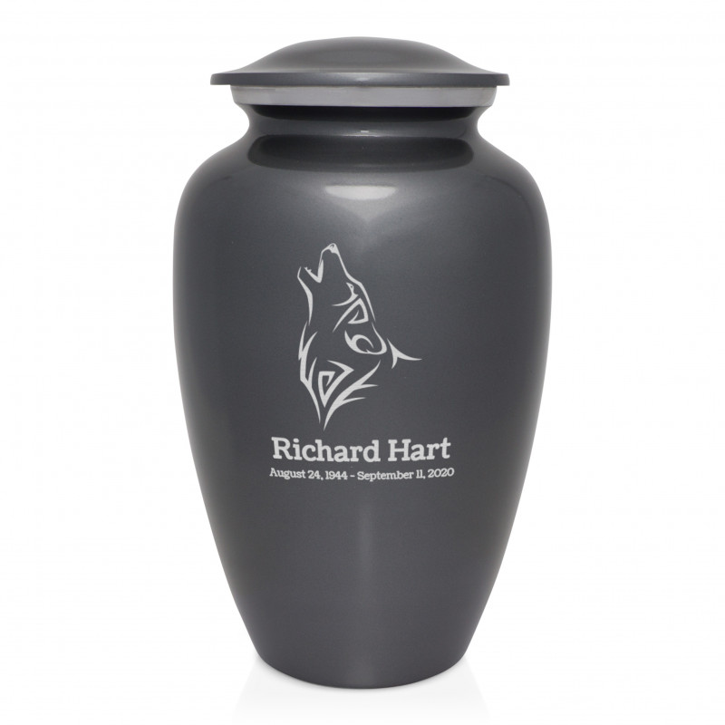 Wolf Cremation Urn - Gunmetal Gray