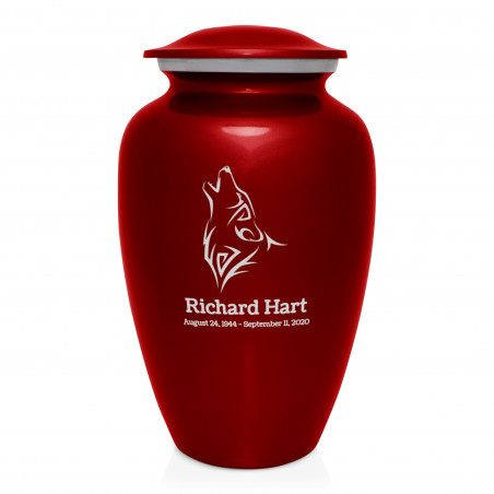 Wolf Cremation Urn - Ruby Red