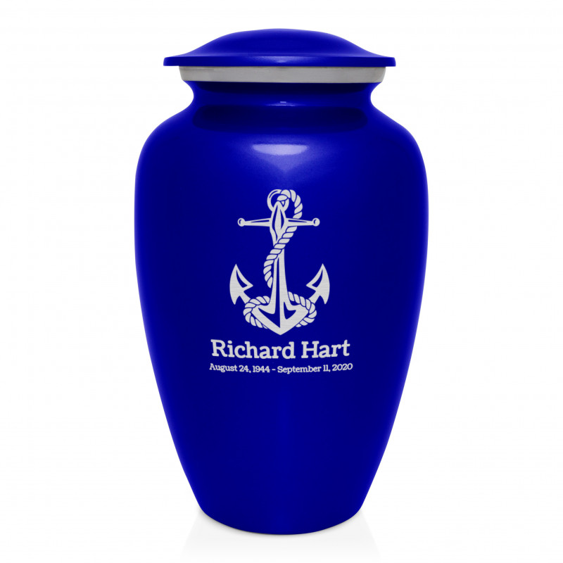 Boat Anchor Cremation Urn - Midnight Blue