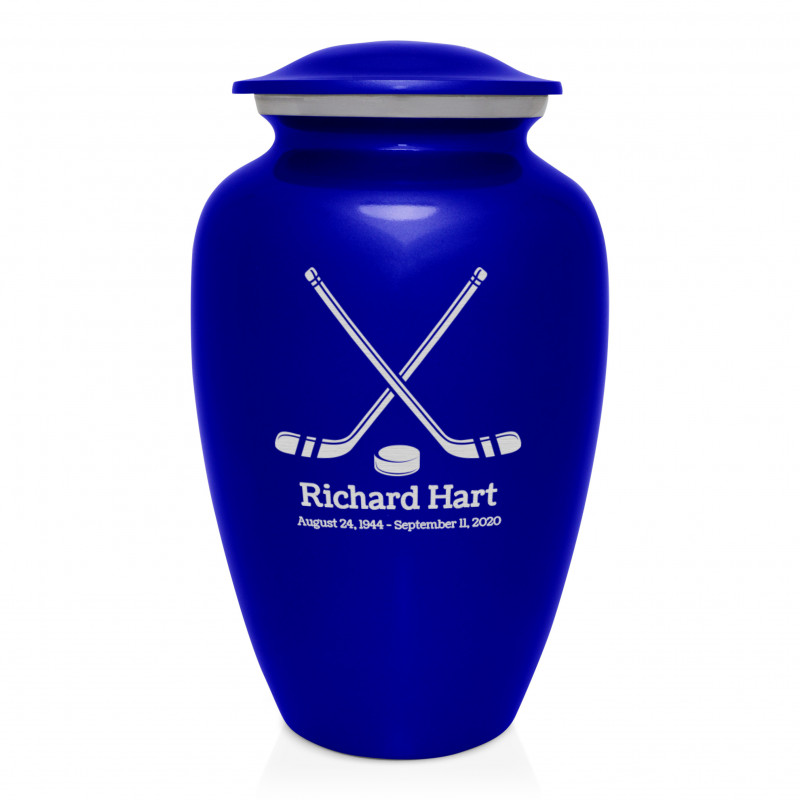 Hockey Sticks Cremation Urn - Midnight Blue