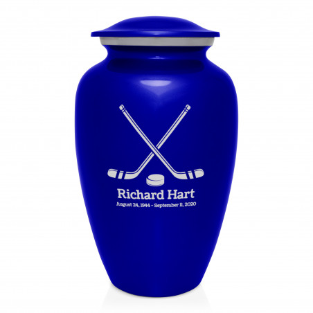 Hockey Sticks Cremation Urn - Midnight Blue