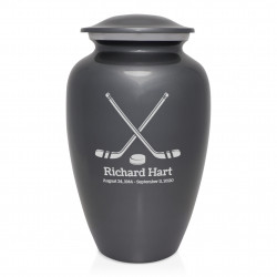 Hockey Sticks Cremation Urn - Gunmetal Gray
