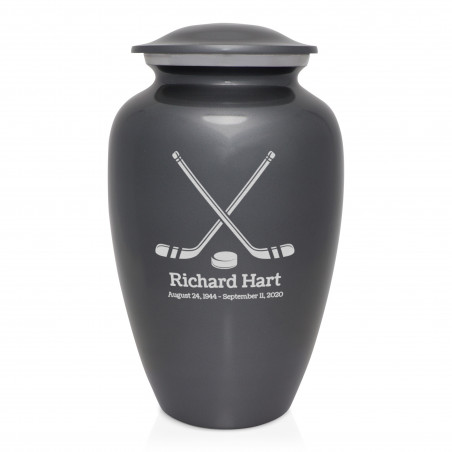 Hockey Sticks Cremation Urn - Gunmetal Gray