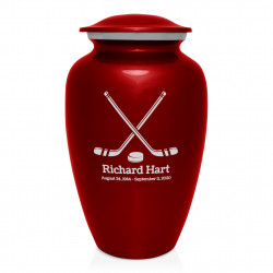 Hockey Sticks Cremation Urn - Ruby Red