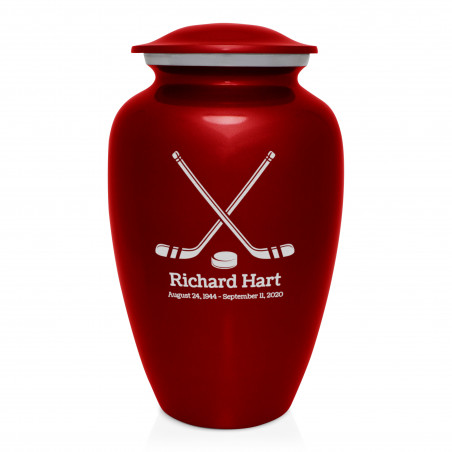 Hockey Sticks Cremation Urn - Ruby Red