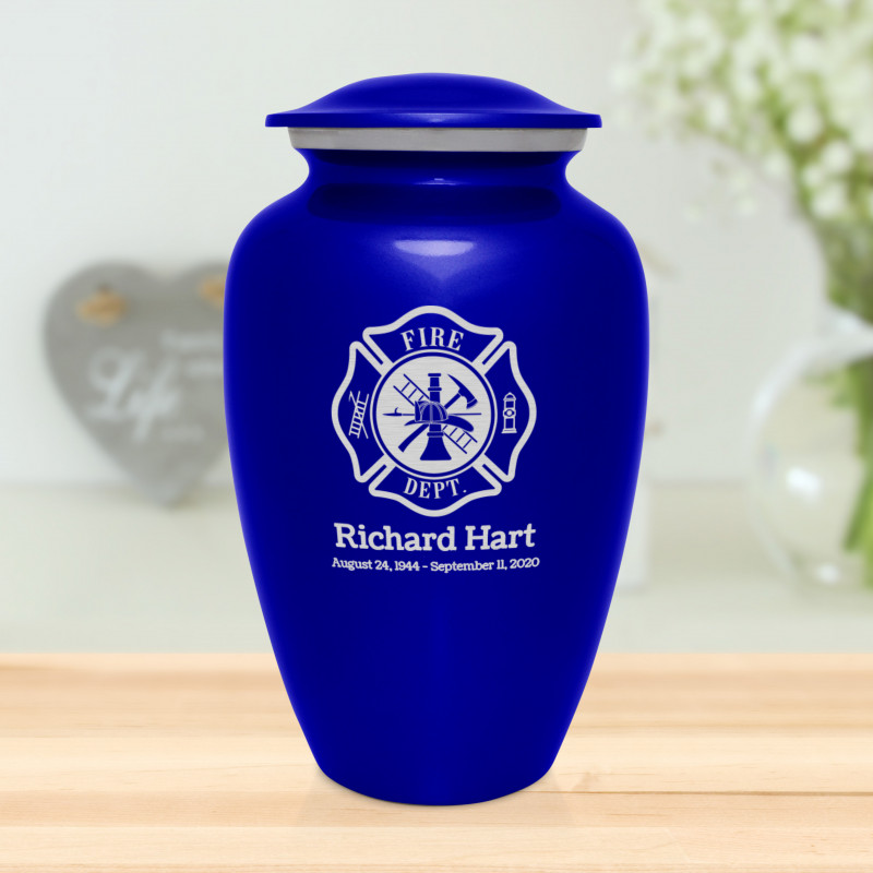 Firefighter Cremation Urn - Midnight Blue