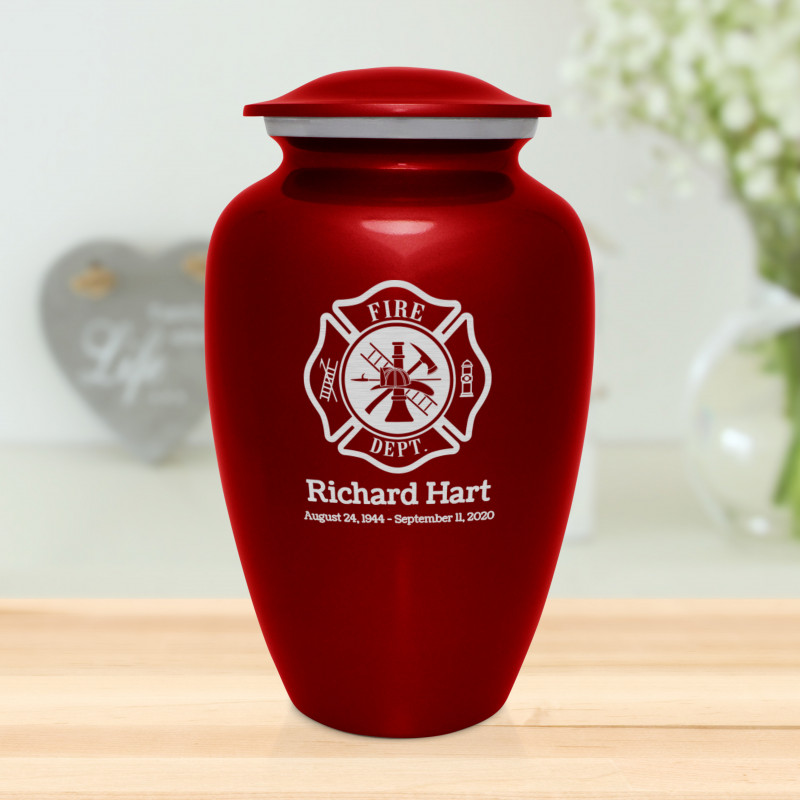 Firefighter Cremation Urn - Ruby Red