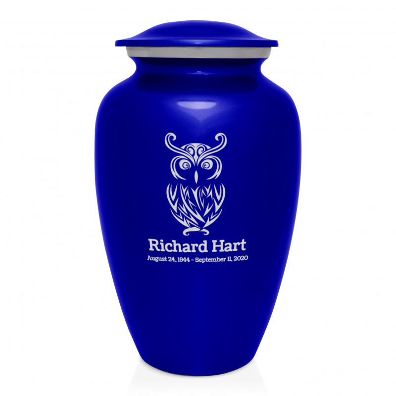 Owl Cremation Urn - Midnight Blue