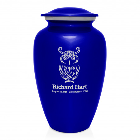 Owl Cremation Urn - Midnight Blue