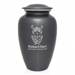 Owl Cremation Urn - Gunmetal Gray