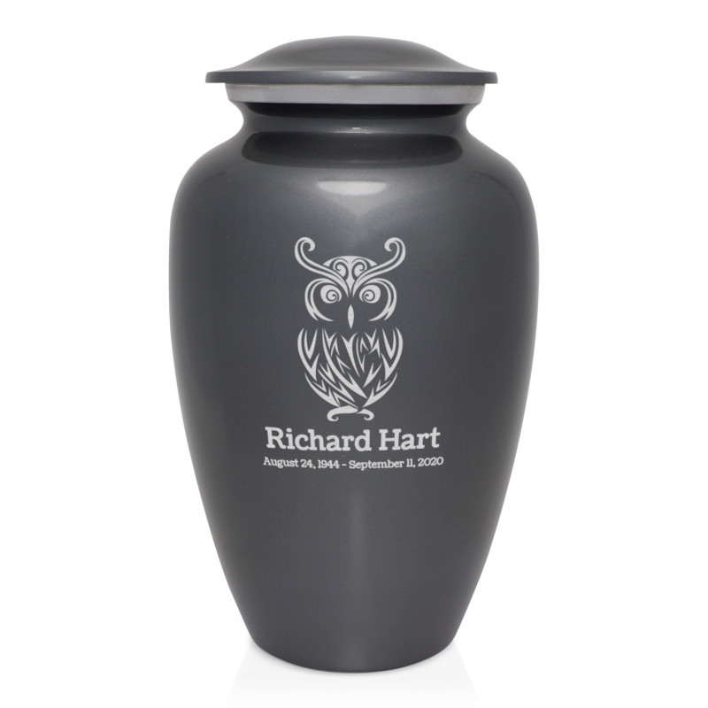 Owl Cremation Urn - Gunmetal Gray
