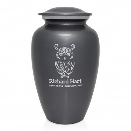 Owl Cremation Urn - Gunmetal Gray