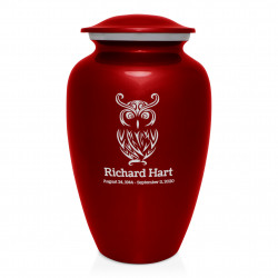 Owl Cremation Urn - Ruby Red