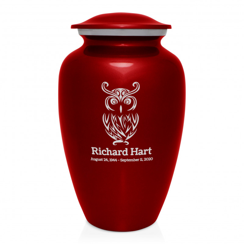 Owl Cremation Urn - Ruby Red