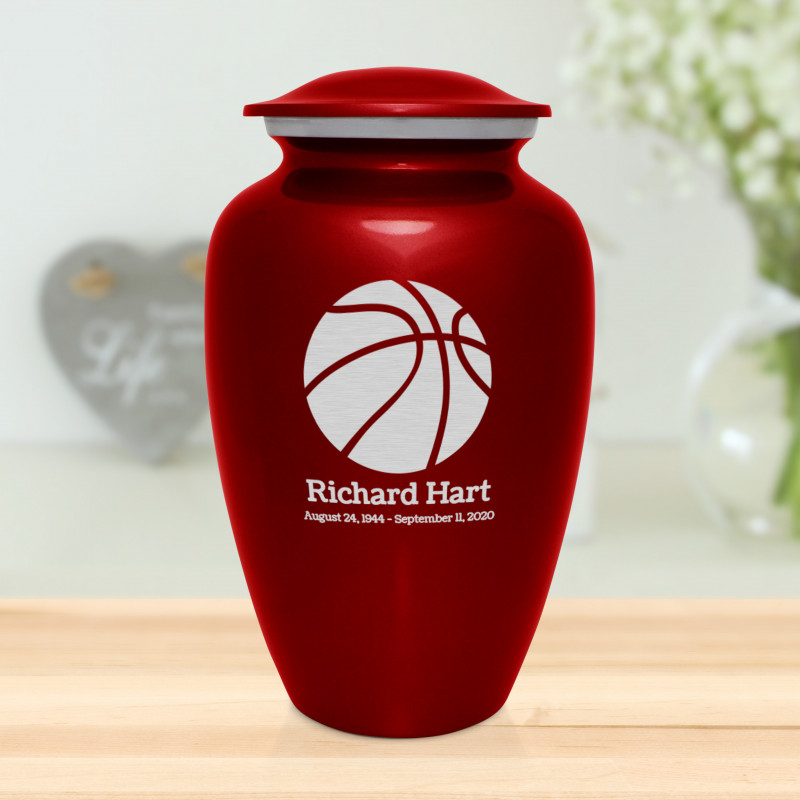 Basketball Cremation Urn - Ruby Red