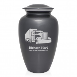 Semi Truck Cremation Urn - Gunmetal Gray