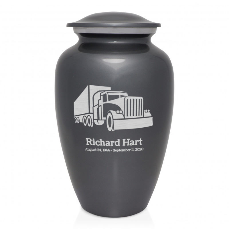 Semi Truck Cremation Urn - Gunmetal Gray
