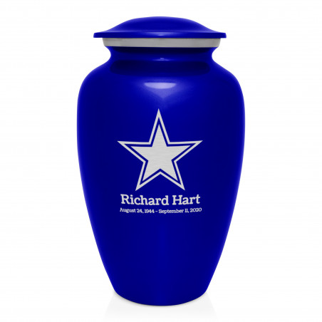 Dallas Star Cremation Urn - Midnight Blue