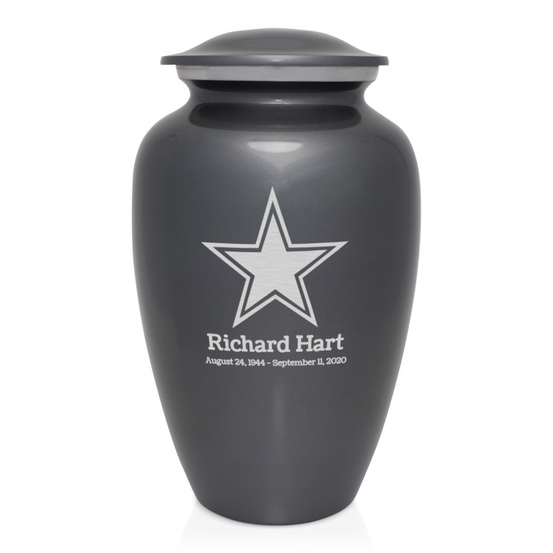 Dallas Star Cremation Urn - Gunmetal Gray