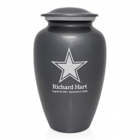 Dallas Star Cremation Urn - Gunmetal Gray