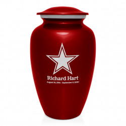 Dallas Star Cremation Urn - Ruby Red