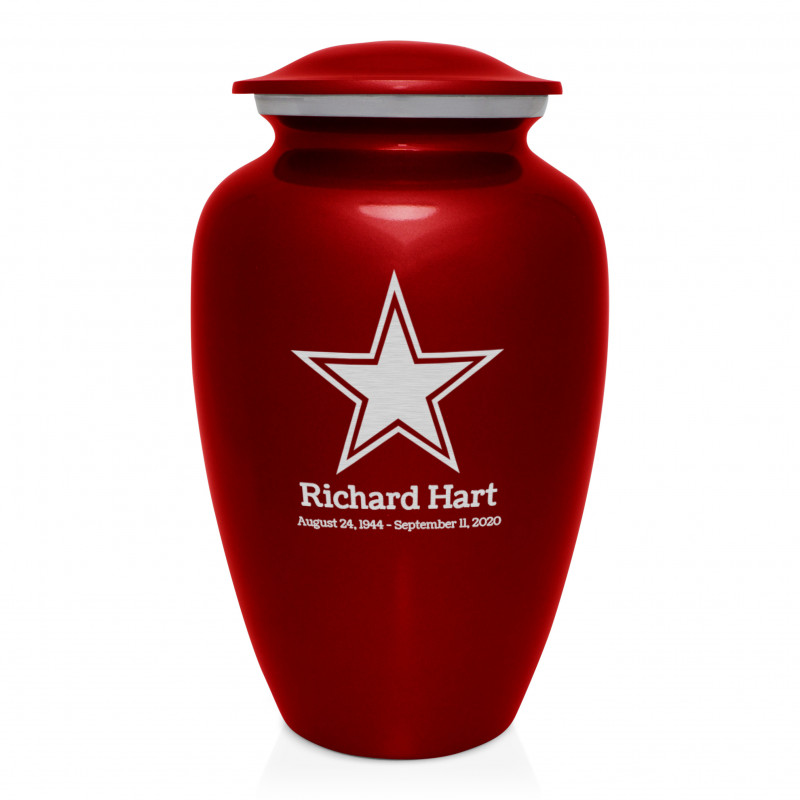 Dallas Star Cremation Urn - Ruby Red