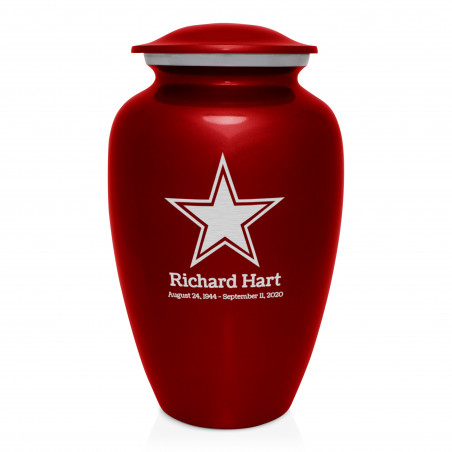 Dallas Star Cremation Urn - Ruby Red