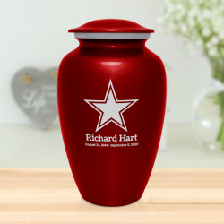 Dallas Star Cremation Urn - Ruby Red