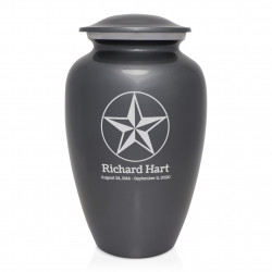 Texas Star Cremation Urn - Gunmetal Gray