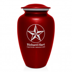 Texas Star Cremation Urn - Ruby Red