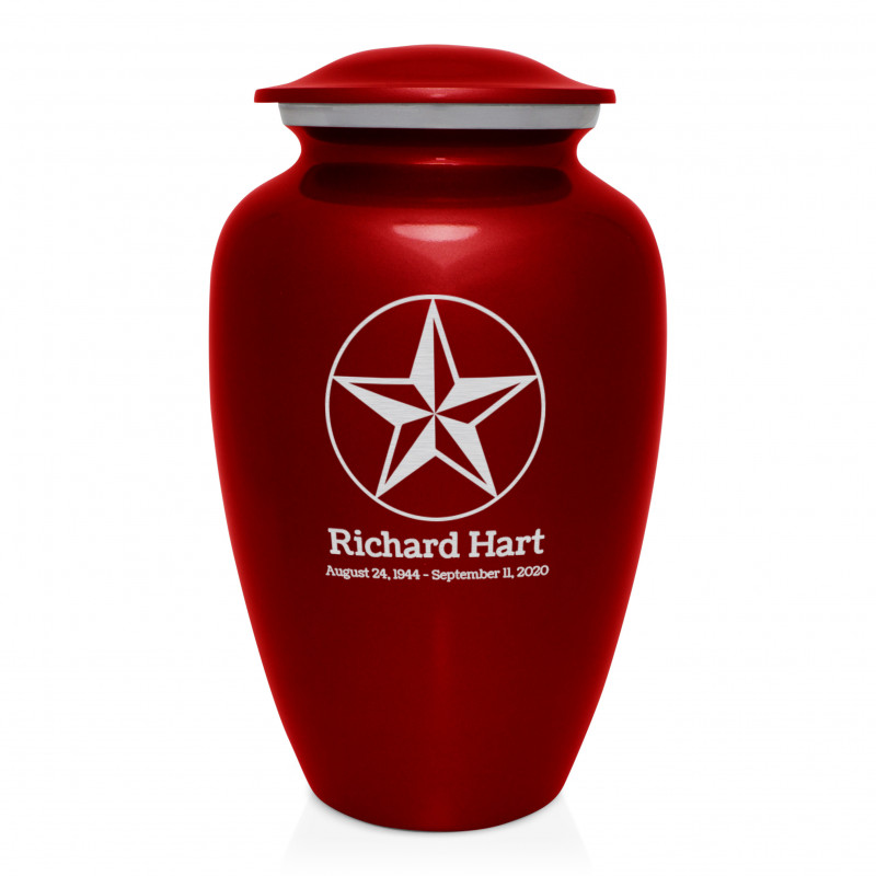 Texas Star Cremation Urn - Ruby Red