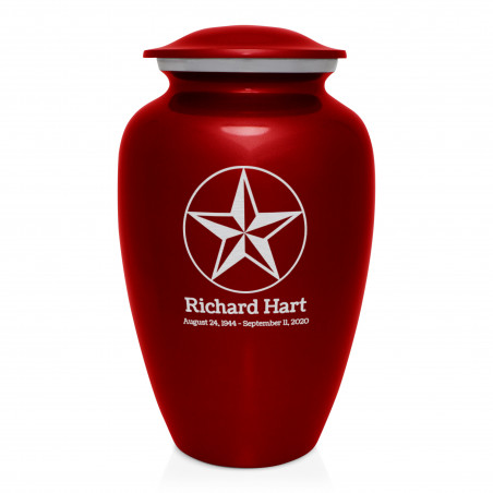 Texas Star Cremation Urn - Ruby Red