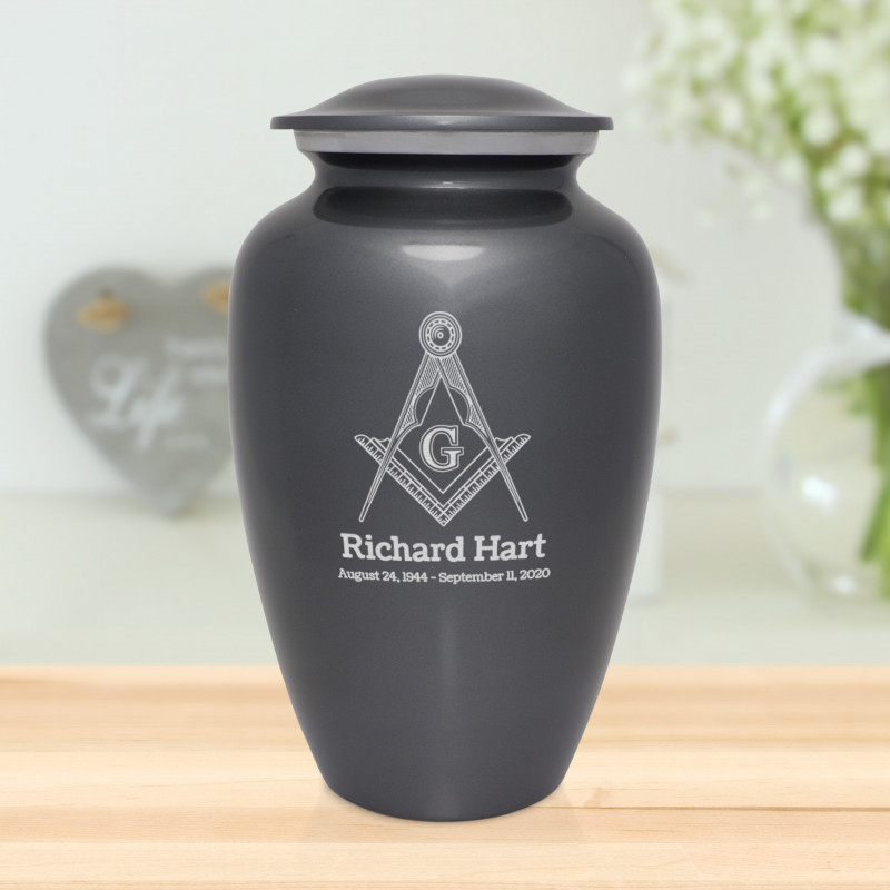 Masonic Cremation Urn - Gunmetal Gray