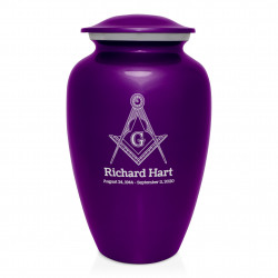 Masonic Cremation Urn - Purple Luster