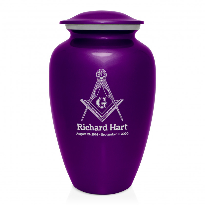 Masonic Cremation Urn - Purple Luster