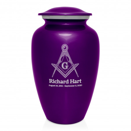 Masonic Cremation Urn - Purple Luster