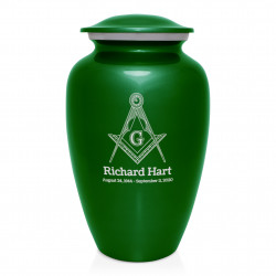 Masonic Cremation Urn - Shamrock Green