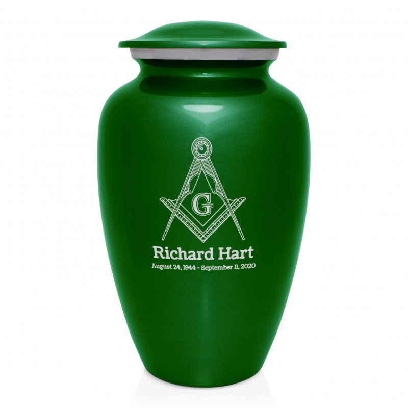 Masonic Cremation Urn - Shamrock Green