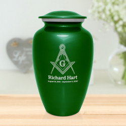 Masonic Cremation Urn - Shamrock Green