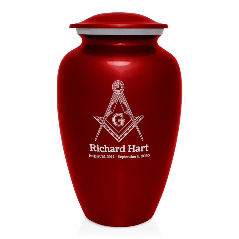 Masonic Cremation Urn - Ruby Red