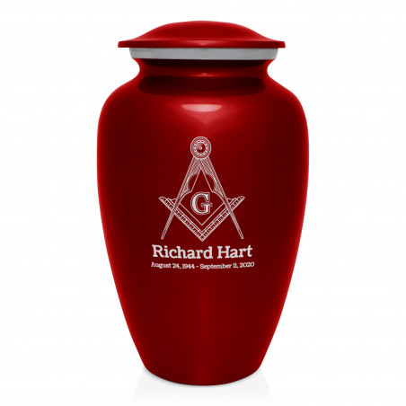 Masonic Cremation Urn - Ruby Red