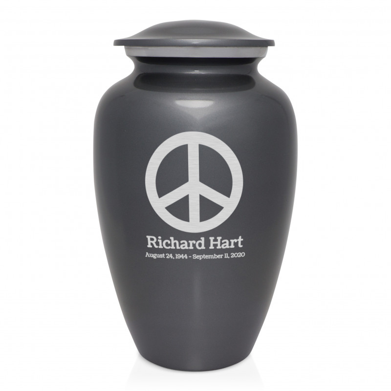 Peace Cremation Urn - Gunmetal Gray