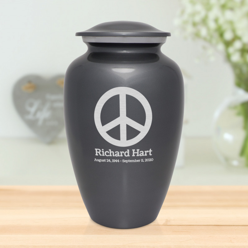 Peace Cremation Urn - Gunmetal Gray