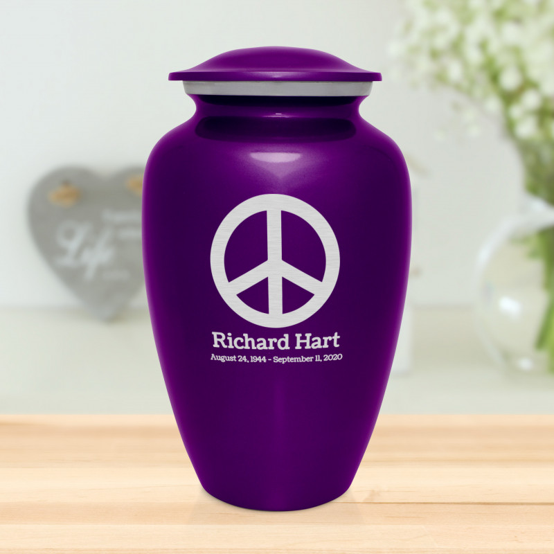 Peace Cremation Urn - Purple Luster