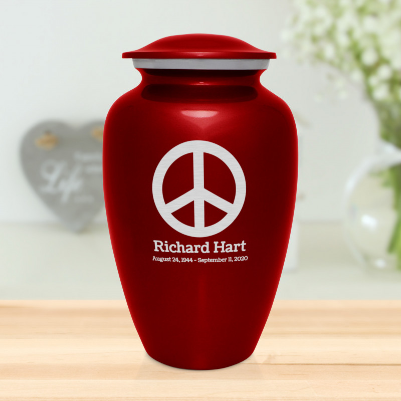 Peace Cremation Urn - Ruby Red