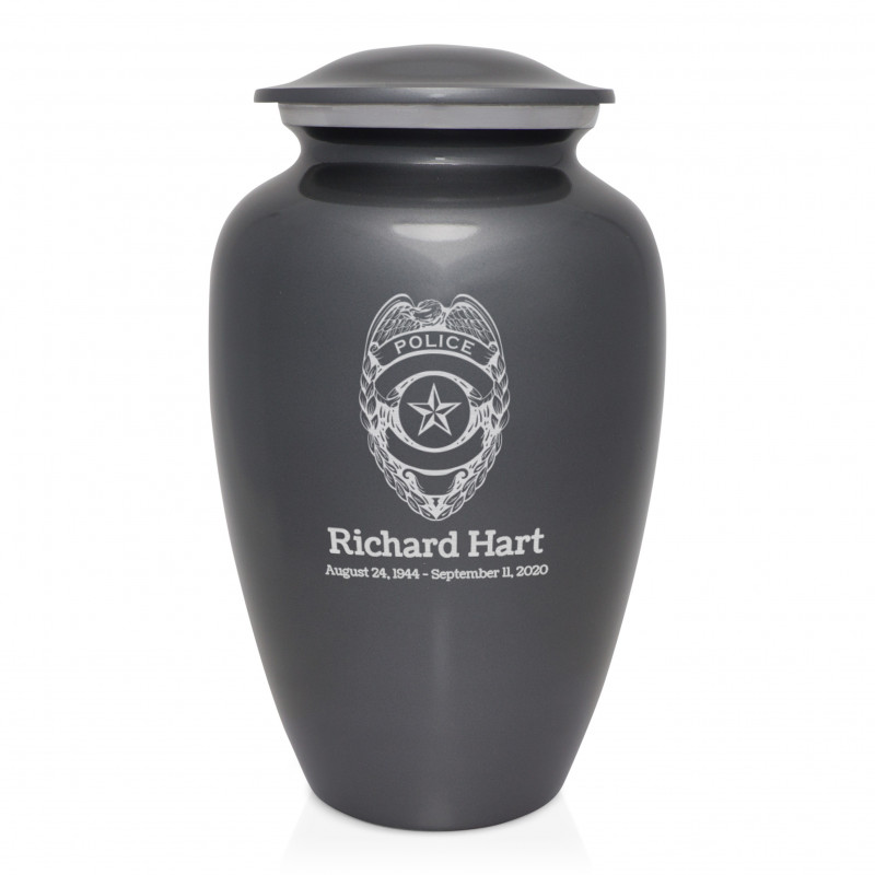 Police Cremation Urn - Gunmetal Gray