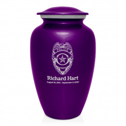 Police Cremation Urn - Purple Luster