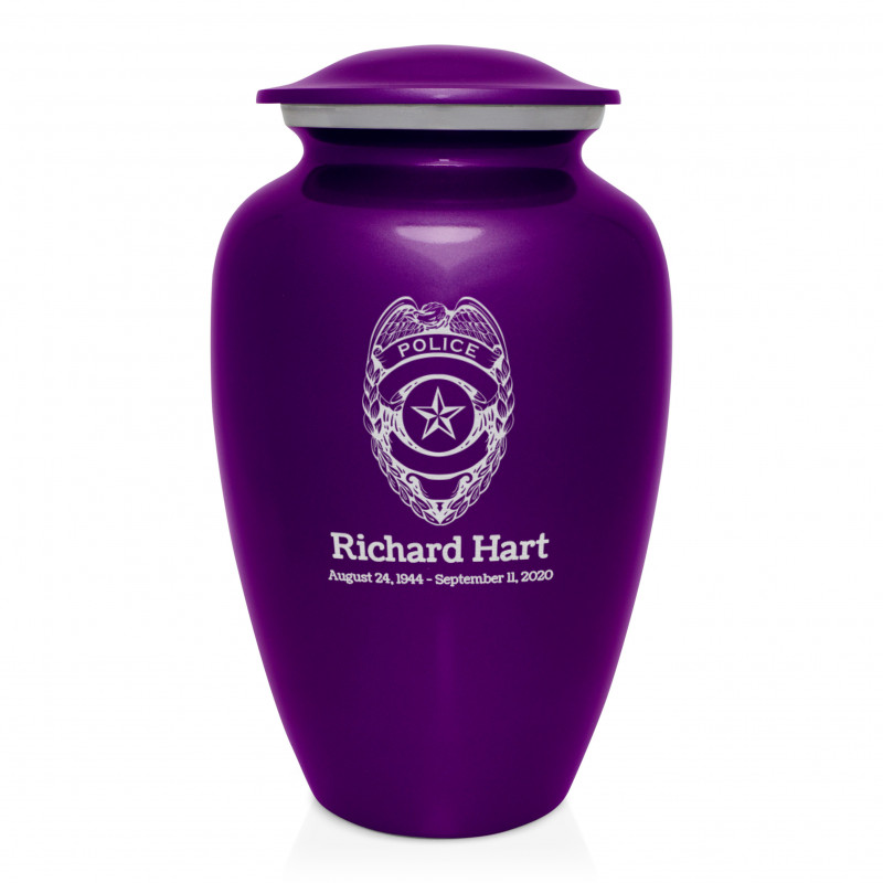 Police Cremation Urn - Purple Luster