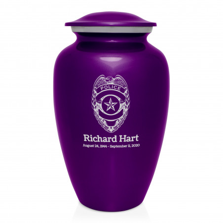 Police Cremation Urn - Purple Luster