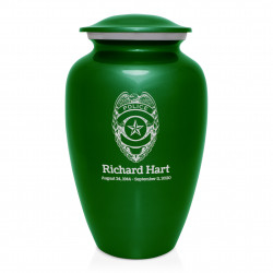 Police Cremation Urn - Shamrock Green